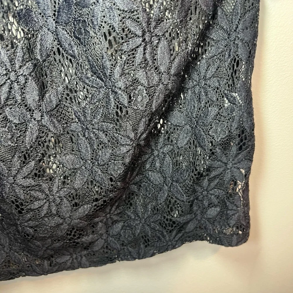 J. Valid Floral Crochet Lace Tunic Swim Cover Up Dress Black Vacation  NEW Large